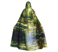 WHJSHOP Cape à capuche pour adulte avec imprimé nénuphars dans l'étang pour Halloween, jeux de rôle et fêtes costumées