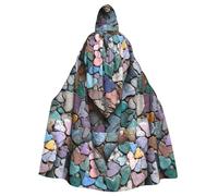 WHJSHOP Cape à capuche pour adulte avec imprimé pierres d'amour colorées pour Halloween, jeux de rôle et fêtes costumées