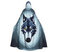 WHJSHOP Cape à capuche pour adulte avec imprimé tête de loup féroce, sans fermeture éclair, confortable et durable pour les jeux de rôle