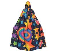 WHJSHOP Cape à capuche pour adulte avec motif arc-en-ciel et étoiles colorées - Très grande, confortable et durable