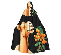 WHJSHOP Cape à capuche pour adulte avec motif chameau mangeant de l'argousier pour Halloween, jeux de rôle et fêtes costumées