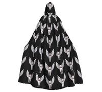 WHJSHOP Cape à capuche pour adulte avec motif chat blanc avec ailes pour Halloween, jeux de rôle et fêtes costumées