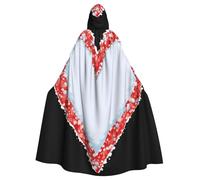 WHJSHOP Cape à capuche pour adulte avec motif cœur d'amour sur la neige pour Halloween, jeux de rôle et fêtes costumées