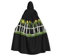 WHJSHOP Cape à capuche pour adulte avec motif de clôture en forme de fleur de vigne pour Halloween est une cape super grande, confortable et durable