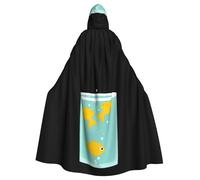 WHJSHOP Cape à capuche pour adulte avec motif de petit poisson dans la tasse pour Halloween, jeux de rôle et fêtes costumées