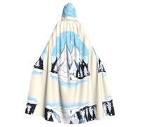 WHJSHOP Cape à capuche pour adulte avec motif montagnes enneigées pour Halloween est une cape super grande, confortable et durable