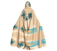WHJSHOP Cape à capuche pour adulte avec motif palmier de sable, plage et palmier, super grande, confortable et durable