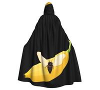 WHJSHOP Cape à capuche pour adulte avec motif papillon de nuit sur une banane, sans fermeture éclair, confortable et durable pour les jeux de rôle