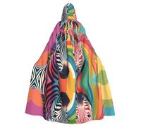 WHJSHOP Cape à capuche pour adulte avec motif zèbre arc-en-ciel coloré, super grand, confortable et durable