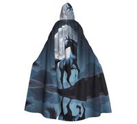WHJSHOP Cape à capuche pour adulte avec nœud papillon, sans fermeture éclair Motif cheval sous la lune