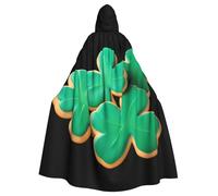 WHJSHOP Cape à capuche pour adulte en forme de trèfle imprimé cookies Halloween sans fermeture éclair, confortable et durable pour les jeux de rôle