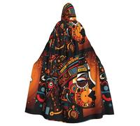 WHJSHOP Cape à capuche pour adulte motif avatars ethniques abstraits, sans fermeture éclair, confortable et durable pour les jeux de rôle