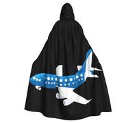 WHJSHOP Cape à capuche pour adulte motif avion bleu et blanc à pois sans fermeture éclair, confortable et durable pour les jeux de rôle