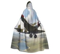WHJSHOP Cape à capuche pour adulte Motif avion de la Seconde Guerre mondiale pour Halloween, costume de jeu de rôle et fêtes à thème