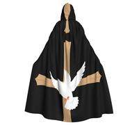 WHJSHOP Cape à capuche pour adulte Motif colombe blanche sous la croix pour Halloween, jeux de rôle et fêtes costumées