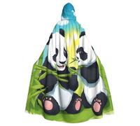 WHJSHOP Cape à capuche pour adulte Motif deux pandas heureux pour jeux de rôle, costumes de scène, fêtes Entretien facile