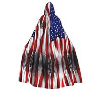 WHJSHOP Cape à capuche pour adulte Motif drapeau américain pour jeux de rôle, costumes de scène, fêtes Entretien facile