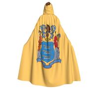WHJSHOP Cape à capuche pour adulte motif drapeau du New Jersey sans fermeture éclair, confortable et durable pour les jeux de rôle