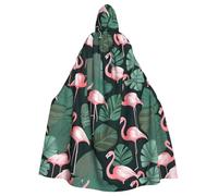 WHJSHOP Cape à capuche pour adulte motif flamant rose vert marron motif feuille Halloween sans fermeture éclair, confortable et durable pour les jeux de rôle