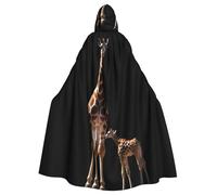 WHJSHOP Cape à capuche pour adulte motif girafe mère et bébé sans fermeture éclair, confortable et durable pour les jeux de rôle
