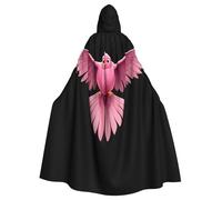 WHJSHOP Cape à capuche pour adulte motif oiseau rose déployant ses ailes pour Halloween est une cape super grande, confortable et durable