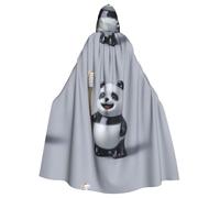 WHJSHOP Cape à capuche pour adulte motif panda brossant les dents pour Halloween, jeux de rôle et fêtes costumées