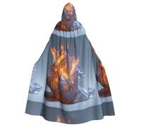 WHJSHOP Cape à capuche pour adulte, motif papier blanc brûlant pour Halloween, jeux de rôle et fêtes costumées