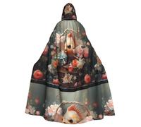 WHJSHOP Cape à capuche pour adulte motif petit poisson dans le panier de fleurs, sans fermeture éclair, confortable et durable pour les jeux de rôle