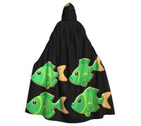 WHJSHOP Cape à capuche pour adulte Motif poissons verts cookies pour Halloween, jeux de rôle et fêtes costumées