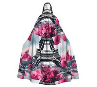 WHJSHOP Cape à capuche pour adulte Motif Tour Eiffel Paris Fleur Halloween sans fermeture éclair, confortable et durable pour jouer de rôle