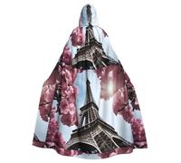 WHJSHOP Cape à capuche pour adulte Motif Tour Eiffel Paris Fleur Halloween sans fermeture éclair, confortable et durable pour jouer de rôle