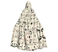WHJSHOP Cape à capuche pour adulte sur le thème musical des clés de musique pour Halloween, costumes de jeu de rôle et fêtes à thème