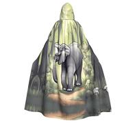 WHJSHOP Cape à capuche pour homme et femme avec image d'éléphant marchant Halloween