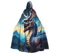 WHJSHOP Cape à capuche pour homme et femme Motif dragon rugissant Halloween