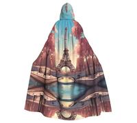 WHJSHOP Cape à capuche romantique pour adulte Motif Tour Eiffel de Paris est une cape super grande, confortable et durable