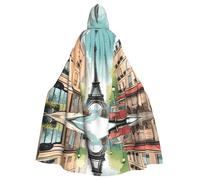 WHJSHOP Cape à capuche romantique pour adulte Motif Tour Eiffel Paris Tour Eiffel Bycicle Halloween est une cape super grande, confortable et durable
