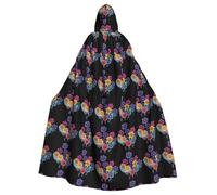 WHJSHOP Cape à capuche translucide avec imprimé floral dégradé pour adulte, pour Halloween, jeux de rôle et fêtes costumées