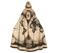 WHJSHOP Cape à capuche vintage avec imprimé carte du monde ancien pour adulte, pour Halloween, jeux de rôle et fêtes costumées