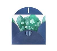 WHJSHOP Carte de vœux avec impression de trèfle émeraude - Papier nacré de qualité supérieure, effet perle double face, enveloppe en papier perlé avec boucle d'amour