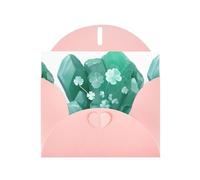 WHJSHOP Carte de vœux avec impression de trèfle émeraude - Papier nacré de qualité supérieure, effet perle double face, enveloppe en papier perlé avec boucle d'amour