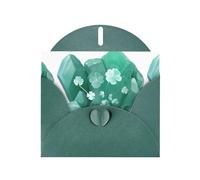 WHJSHOP Carte de vœux avec impression de trèfle émeraude - Papier nacré de qualité supérieure, effet perle double face, enveloppe en papier perlé avec boucle d'amour