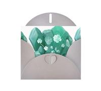 WHJSHOP Carte de vœux avec impression de trèfle émeraude - Papier nacré de qualité supérieure, effet perle double face, enveloppe en papier perlé avec boucle d'amour