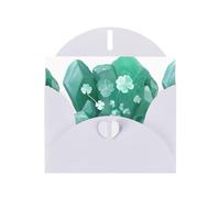 WHJSHOP Carte de vœux avec impression de trèfle émeraude - Papier nacré de qualité supérieure, effet perle double face, enveloppe en papier perlé avec boucle d'amour