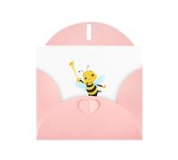 WHJSHOP Carte de vœux avec impression « Little Bee Blowing the trompet » - Papier nacré de qualité supérieure - Effet perle double face - Enveloppe en papier perlé avec boucle d'amour