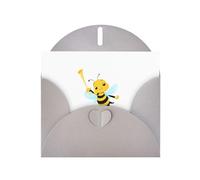 WHJSHOP Carte de vœux avec impression « Little Bee Blowing the trompet » - Papier nacré de qualité supérieure - Effet perle double face - Enveloppe en papier perlé avec boucle d'amour