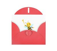 WHJSHOP Carte de vœux avec impression « Little Bee Blowing the trompet » - Papier nacré de qualité supérieure - Effet perle double face - Enveloppe en papier perlé avec boucle d'amour