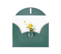 WHJSHOP Carte de vœux avec impression « Little Bee Blowing the trompet » - Papier nacré de qualité supérieure - Effet perle double face - Enveloppe en papier perlé avec boucle d'amour