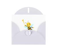 WHJSHOP Carte de vœux avec impression « Little Bee Blowing the trompet » - Papier nacré de qualité supérieure - Effet perle double face - Enveloppe en papier perlé avec boucle d'amour