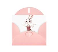 WHJSHOP Carte de vœux avec imprimé lapin dansant - Papier nacré de qualité supérieure, effet perlé double face, enveloppe en papier perlé avec boucle d'amour