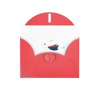 WHJSHOP Carte de vœux avec imprimé petit lapin blanc chassant les hirondelles - Papier nacré de qualité supérieure, effet perle double face, enveloppe en papier perlé avec boucle d'amour